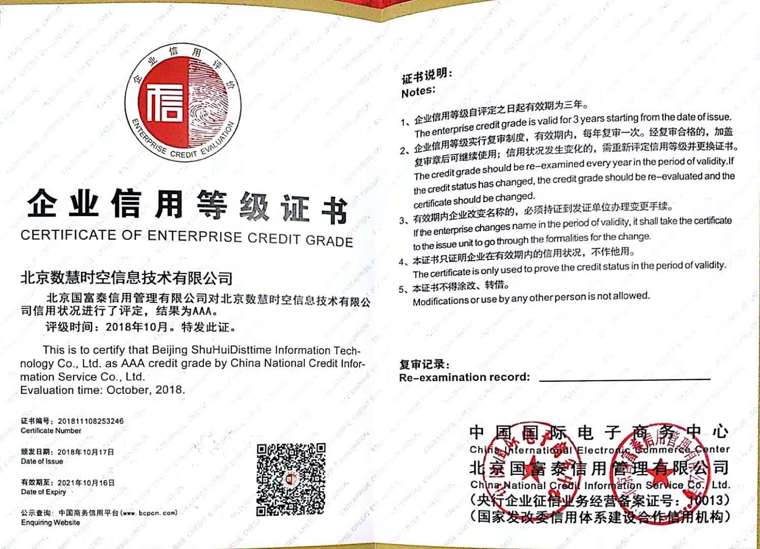 企業信用等級AAA